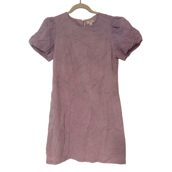 NWT J.Crew Eyelet Puff Sleeve Mini Dress Lilac Floral Size 0 - Picture 4 of 8